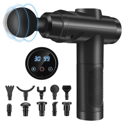 Massagepistole mit 30 Geschwindigkeiten LCD Touchscreen 10 Köpfe