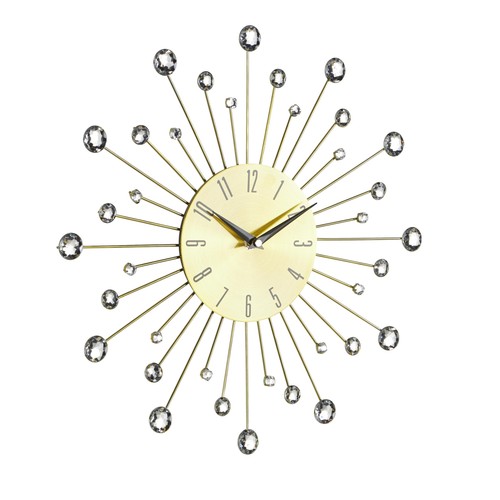Deco 79 Metall Starburst dekorative Wanduhr mit Kristall, 14" x 1" x 14", Gold - Bild 9 von 9