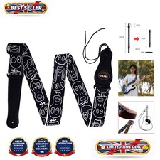 Durable Adjustable Skull Bass Guitar Strap - 97-155cm Length, Heavy-Duty Buckle