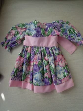 Doll Clothes for 18" Dolls Floral Multicolor Dress Layered Handmade Ties in Back