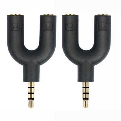 2PCS 3.5mm TRRS Headphone Microphone Splitter Adapter for 3.5mm Headphones CTIA
