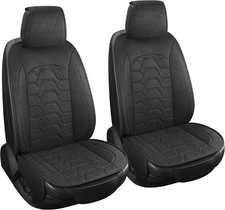 Linen car Seat Covers Breathable Cloth Fabric Seat Protector Front seat Black