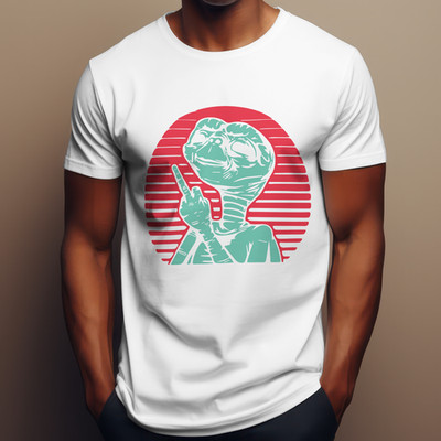 E.T. MITTELFINGER T-Shirt | Lustiges 80er Jahre Sci-Fi Film Top | Spielberg Movie Tee
