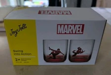NIB! Marvel Spider-Man Swing into Action  2  10oz Collector's Glasses  Joy Jolt