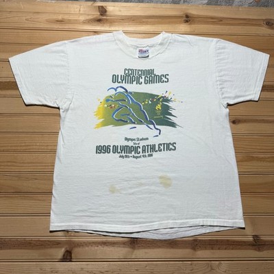 Vintage 1996 Centennial Olympic Games Atlanta Athletics Graphic T-Shirt USA - XL