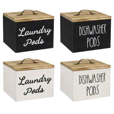 Wooden Storage Container Dispenser for Bathroom Organization and Storage