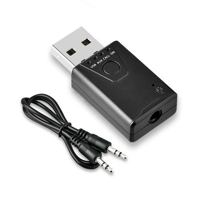 USB Bluetooth 5.4 Adapter Car Music Receiver 3.5mm AUX Jack Builtin Mic