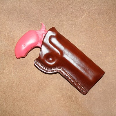 Bond Arms Derringer  Holster  6 inch Cross Draw Clip On   Brown w/white thread