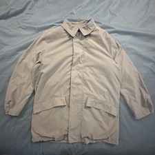 Vintage Nautica Parka Barn Jacket Wool Plaid Lined Full Zip Button Beige Mens L