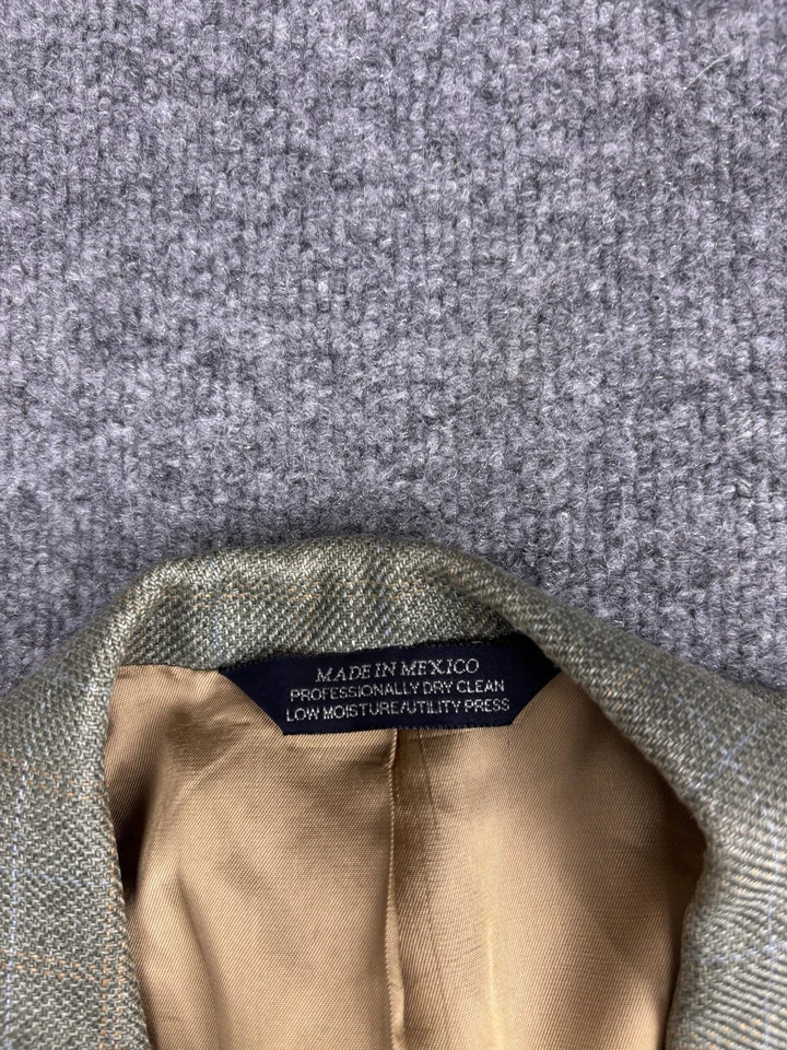 Lands' End Blazer Sport пальто мужской 44R зеленый льняной две кнопки выемки лацкан клетку - Изображение 2 из 4