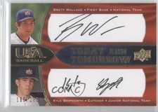 2008 USA Baseball National Teams Black Ink Brett Wallace Kyle Skipworth Auto 8v2