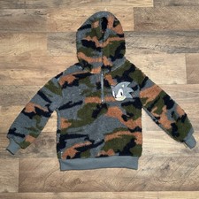 Sonic the Hedgehog Camouflage Sherpa Hoodie Boys Size XS