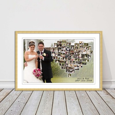 Hochzeitsfoto Herz Collage mit Rahmen inklusive meiner Fotos in Herzform