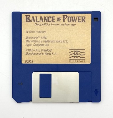 Vintage Apple Macintosh Balance of Power Game 128k 3.5  Floppy Disk by Mindscape