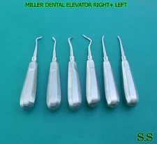 6 MILLER DENTAL TOOTH EXTRACTING EAST WEST ELEVATOR RIGHT+LEFT ROUNDED BLADE 