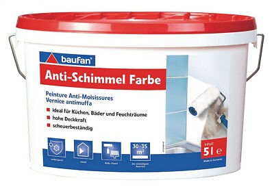 baufan? Antischimmel-Farbe 5 L in wei? f?r K?chen, B?der und Feuchtr?ume