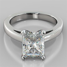 2.00 Ct Emerald Cut Lab Created Diamond Engagement Wedding Ring 14K White Gold