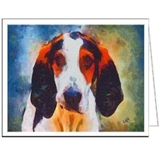 Treeing Walker Coonhound - Set of Six Blank Notecards By Doggylips