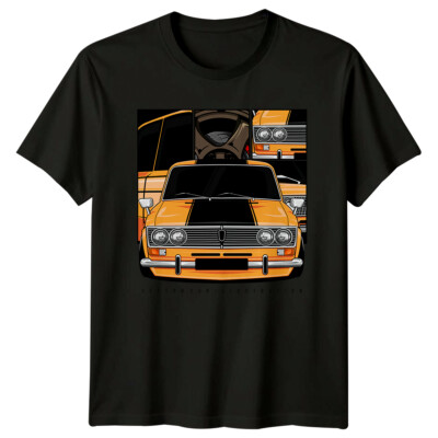 Gelb Vintage Auto Vektor Auto Illustration Herren T-Shirt Damen Tee Grafik