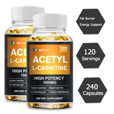 Acetyle L-Carnitine 1000mg 240Capsules Energy Production Supplement High Potency