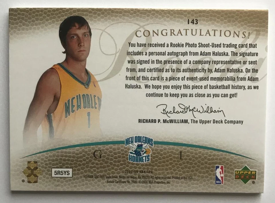 (HCW) 2007-08 SP Authentic #143 Adam Haluska RC Rookie Jersey 40/599 Auto 07543 - Image 2 of 3