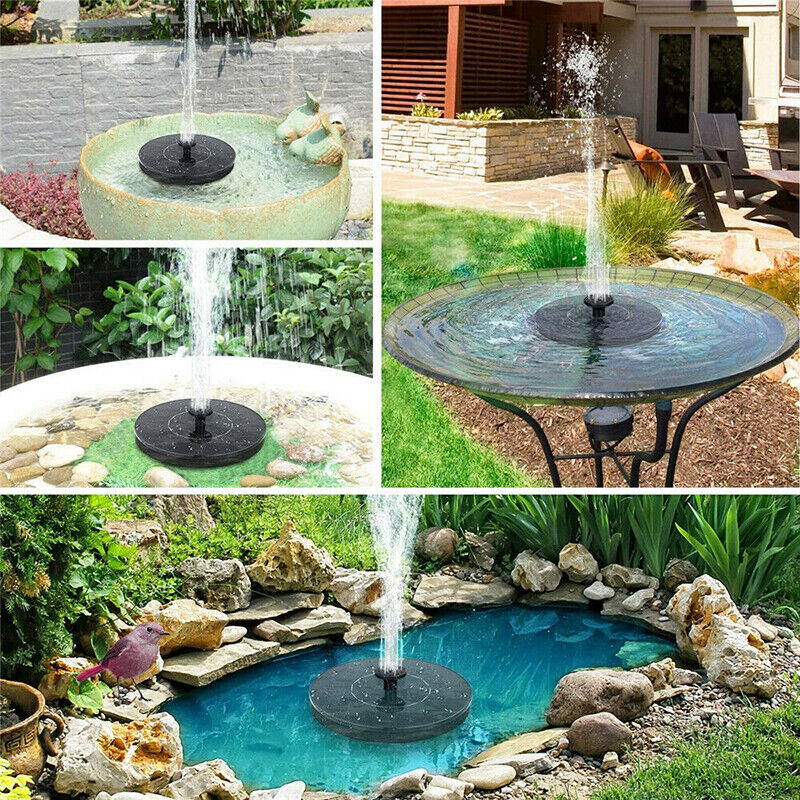 Outdoor Solar Powered Floating Water Fountain Pump Bird Bath Gar