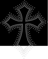 Rhinestone Bling Sparkle Iron On Transfer DIY Large Cross White Clear