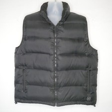 Vintage 90s Ocean Pacific Puffer Vest Black Feather Down Large Cold Weather OP
