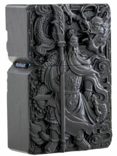 Case Only Natural Ebony Black Wood Warrior Guan Lighter Box For Zippo Insert Kit