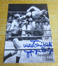 Jumpin' Jim Brunzell Wrestler Autographed Signed 3.75X5.5 Photo Postcard WWF/AWA