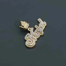 2Ct Round Real Moissanite Custom Letter Pendant 14K Yellow Gold Plated Silver
