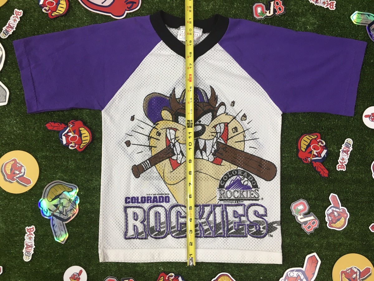 Vtg 1996 MLB Colorado Rockies Baseball Jersey T-shirt Taz 