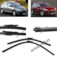 Set for Peugeot 307 Citroen C4 2 Front Windshield Flat Wipers Blades 70+60 cm
