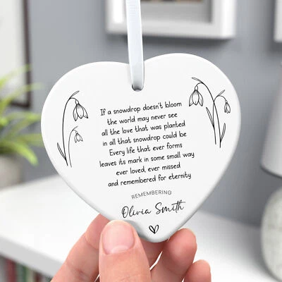 BEECREATIVEDESIGN Miscarriage Memorial Keepsake Gift Baby Loss Snowdrop Angel Plaque With Gift Bag