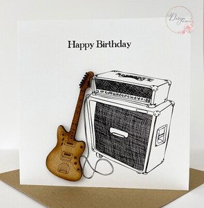 En Bois Guitare Electrique Carte D Anniversaire Mari Fils Fender Jaguar Ebay