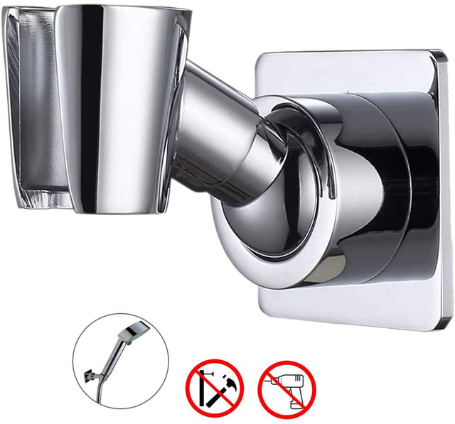 Shower Head Holder Adjustable Handheld Shower Head Bracket Adhesive Wall Mount eBay