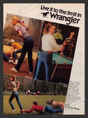 Wrangler 1980s Print Advertisement Ad 1983 Jeans Billiards