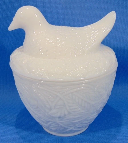 Vintage Avon White Milk Glass Bird-On-A-Nest Covered Dish