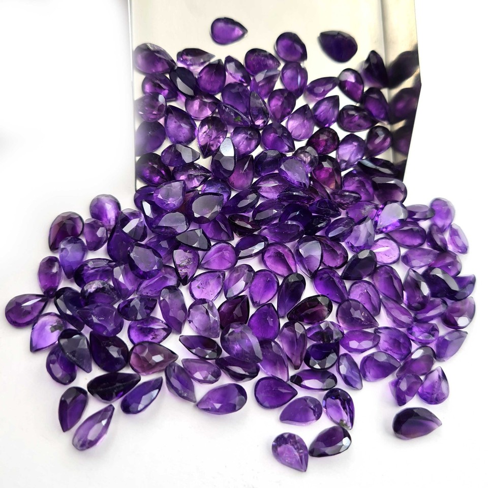Lotto Di 10 Pietre Preziose Sfaccettate Di Ametista Africana Naturale - Foto 12