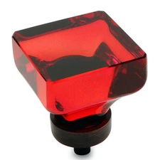 Cosmas 6377ORB-R Oil Rubbed Bronze & Red Glass Square Cabinet Knob  