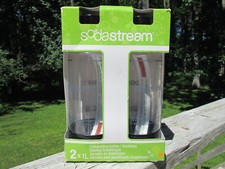 Free Ship! Sodastream 1L New Carbonating Bottles Black Top Twin Pack 2 x 1L!