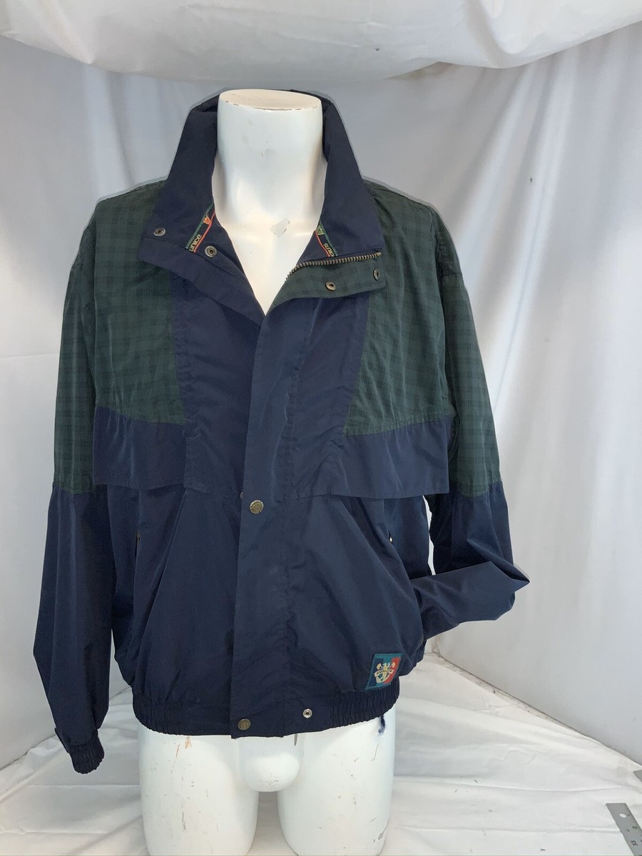 Sunice Golf Rain Jacket M Men Blue Green Tartan Plaid Full Zip YGI