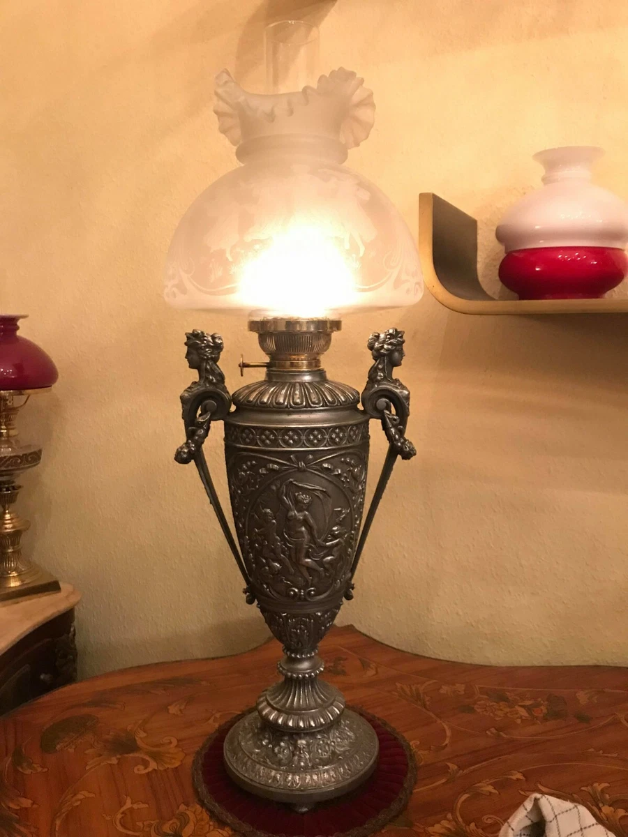 Glass shade for antique oil lamp online