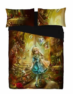WILD STAR HOMEWARES ALICE IN WONDERLAND - Duvet Cover Bed Linen Set - Available in 2 sizes