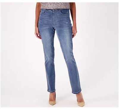 Belle By Kim Gravel TripleLuxe Regular Denim Straight Leg Size 4 Vintage Indigo