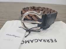 Salvatore Ferragamo Black Brown Braided Mens Belt 38 / 95 New With Tags 550