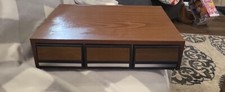 Vintage 3 Drawer 42 Audio Cassette Tape Storage Holder Case Faux Wood Grain
