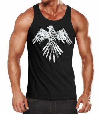 Herren Tank-Top Adler Motiv Print Aufdruck Ethno Aztec Eagle Fashion