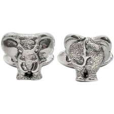 New Classic Handmade In Pure 925 Silver African Elephant Trunk Cheek Cufflinks