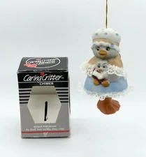 Vintage Jasco Caring Critters Chimer Mother Duck Duckling Reading Bell Ornament